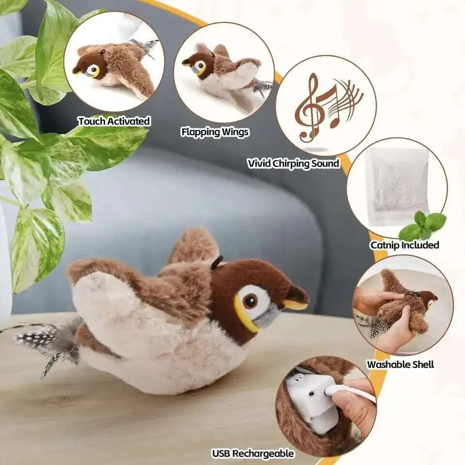 FlappyChase™ Interactive Catnip Bird Toy